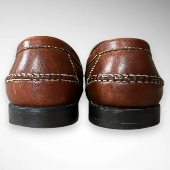 JOHNSTON &amp; MURPHY Passport Brown Leather Weave Tip Tassel Loafers Size 13 | EUC