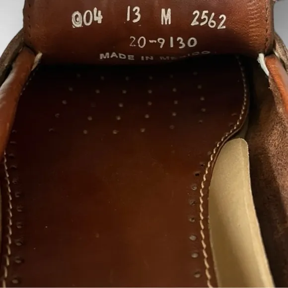 JOHNSTON &amp; MURPHY Passport Brown Leather Weave Tip Tassel Loafers Size 13 | EUC