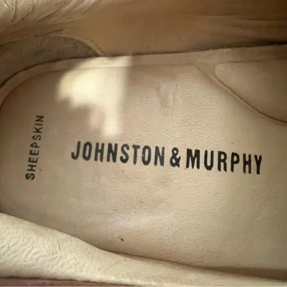 Johnston &amp; Murphy Sheepskin Leather Lace Up Oxford Comfort Loafers Size 9.5