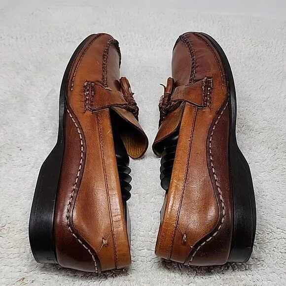 JOHNSTON MURPHY LEATHER LOAFER TASSEL ROPE HORSEBIT MEN 11.0 NICE STITCHING GUC