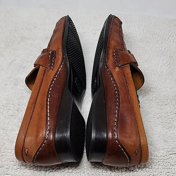 JOHNSTON MURPHY LEATHER LOAFER TASSEL ROPE HORSEBIT MEN 11.0 NICE STITCHING GUC