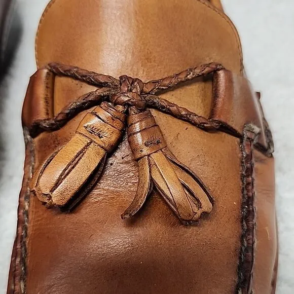 JOHNSTON MURPHY LEATHER LOAFER TASSEL ROPE HORSEBIT MEN 11.0 NICE STITCHING GUC