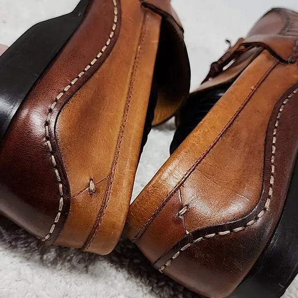 JOHNSTON MURPHY LEATHER LOAFER TASSEL ROPE HORSEBIT MEN 11.0 NICE STITCHING GUC