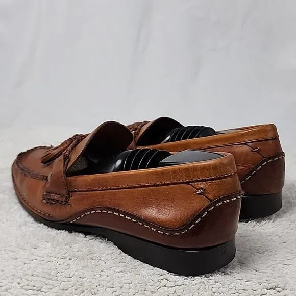 JOHNSTON MURPHY LEATHER LOAFER TASSEL ROPE HORSEBIT MEN 11.0 NICE STITCHING GUC