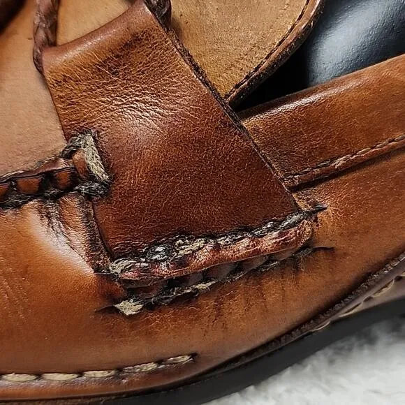 JOHNSTON MURPHY LEATHER LOAFER TASSEL ROPE HORSEBIT MEN 11.0 NICE STITCHING GUC