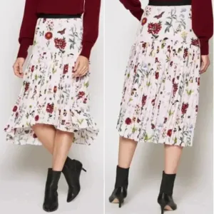 Joie Pleated Printed Midi Skirt - Floral - Pink Multi/Multi - XS