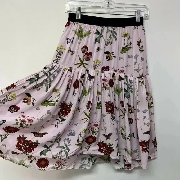 Joie Pleated Printed Midi Skirt - Floral - Pink Multi/Multi - XS