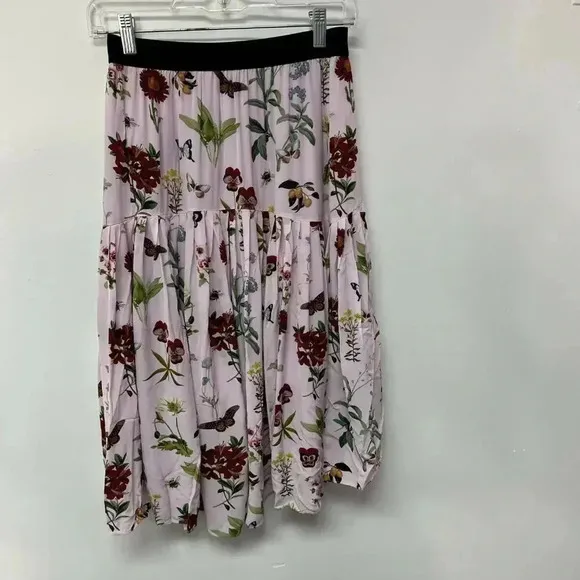 Joie Pleated Printed Midi Skirt - Floral - Pink Multi/Multi - XS