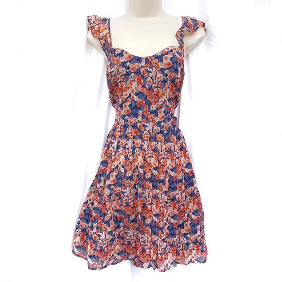 Joie Silk Floral Mini Dress | Flutter Sleeves | Romantic A-Line Style | NWT