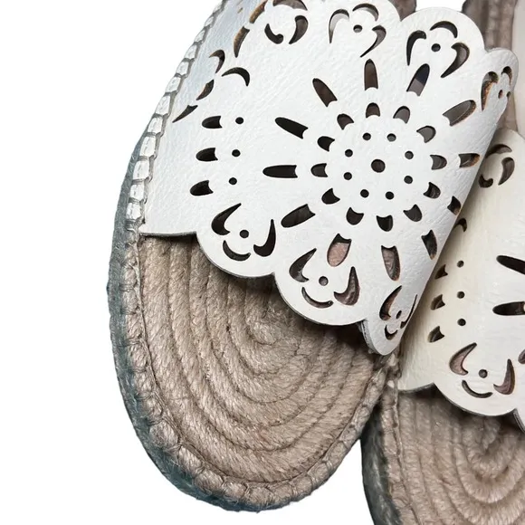 Joie White Perforated Slide Espadrilles