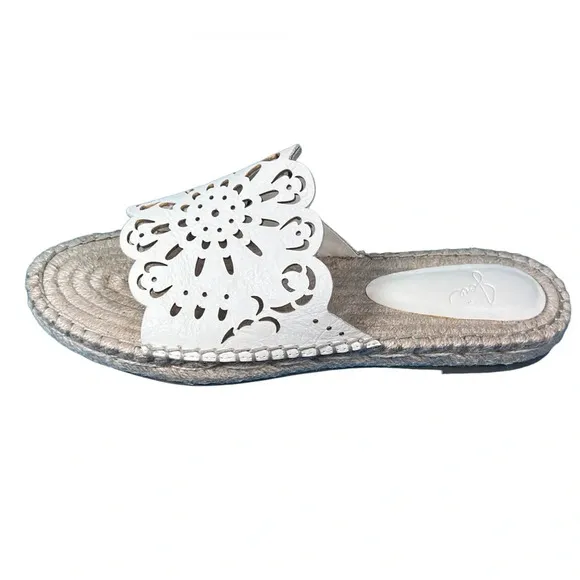Joie White Perforated Slide Espadrilles