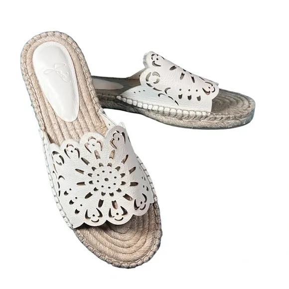 Joie White Perforated Slide Espadrilles