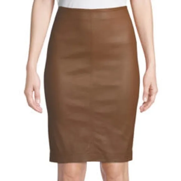 Jones New York Leather Suit Jacket   Skirt, Camel, Sz 10 Beautiful Condition