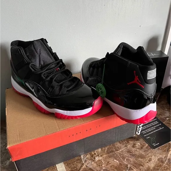 Jordan 11 Black and Red Sneakers