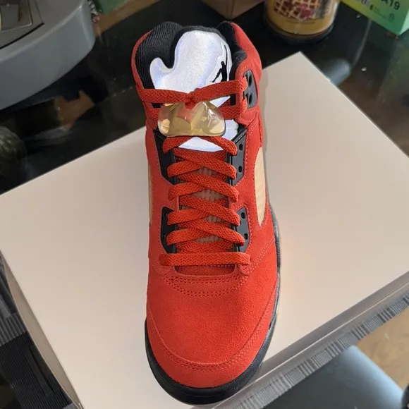 Jordan Red and Black Sneakers Classic Air Jordan 5 Style