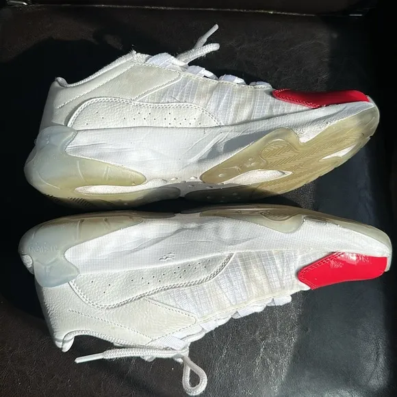 Jordan Red and White Sneakers with Mesh Upper