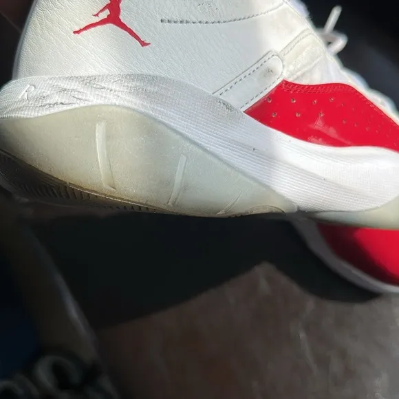 Jordan Red and White Sneakers with Mesh Upper