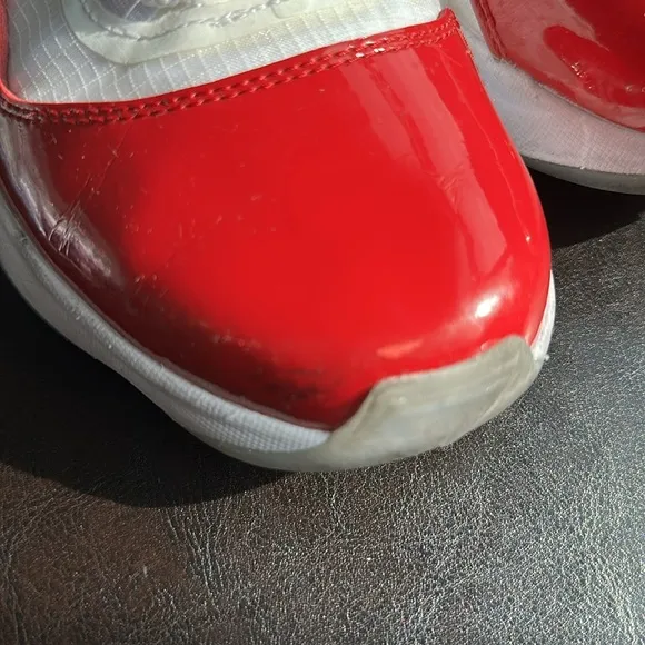 Jordan Red and White Sneakers with Mesh Upper