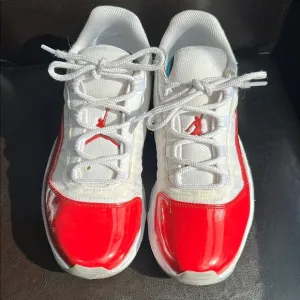 Jordan Red and White Sneakers with Mesh Upper