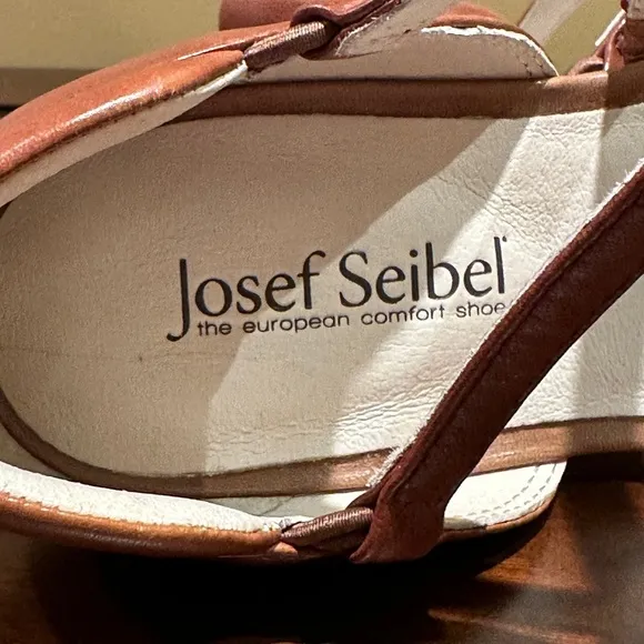 Josef Seibel Ballerina Flats with Cross Straps Brown Leather, US Size 6, EU 37