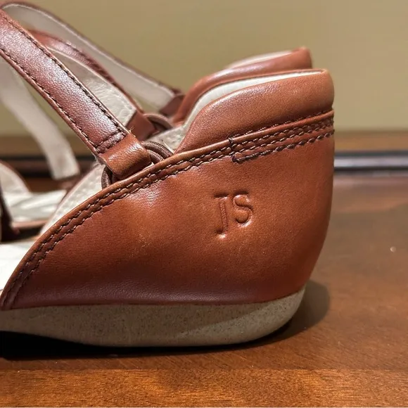 Josef Seibel Ballerina Flats with Cross Straps Brown Leather, US Size 6, EU 37