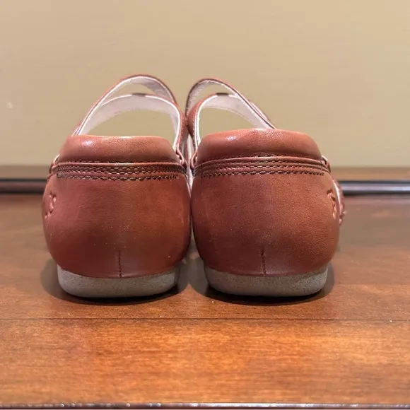 Josef Seibel Ballerina Flats with Cross Straps Brown Leather, US Size 6, EU 37