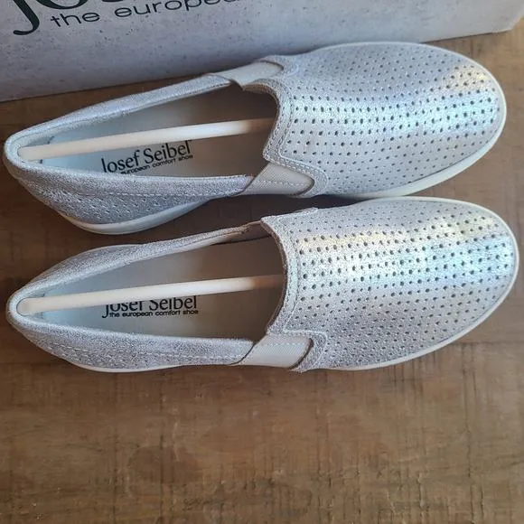 Josef Seibel Muster Silver CUTE Leather Slip On Casual Sneakers Womens EU 37 / 6