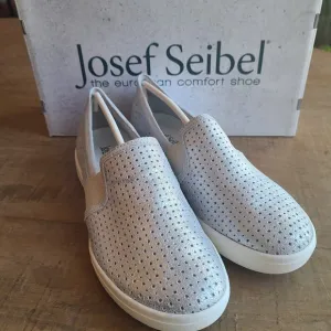 Josef Seibel Muster Silver CUTE Leather Slip On Casual Sneakers Womens EU 37 / 6