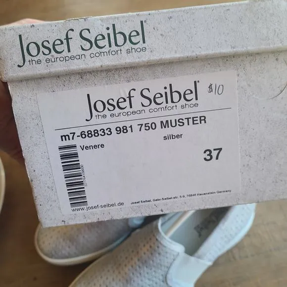 Josef Seibel Muster Silver CUTE Leather Slip On Casual Sneakers Womens EU 37 / 6