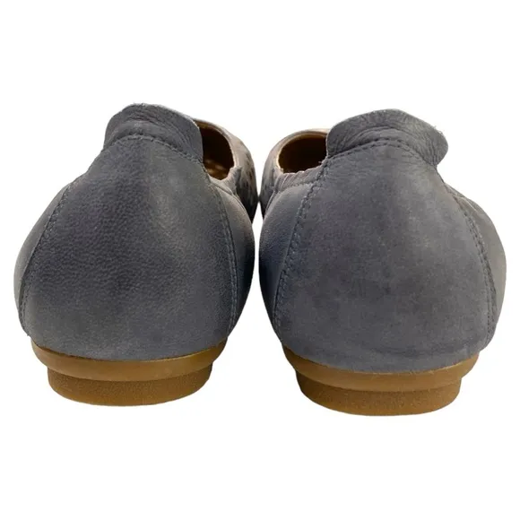 Josef Seibel Perforated Leather Flats Blue Gray Padded Footbed Size EU 41