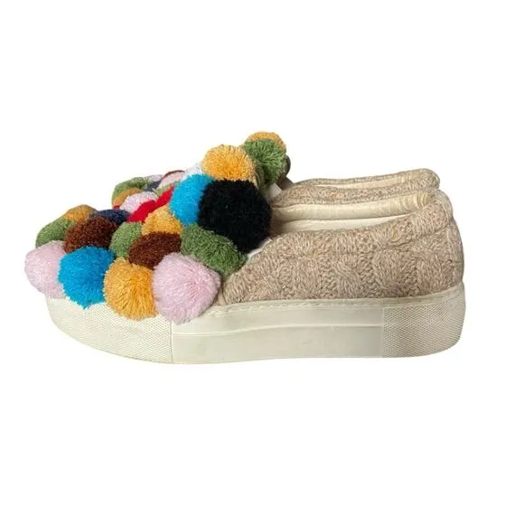 Joshua Sanders Pom Pom Slip On Sneakers Tan size 36 size 6 US