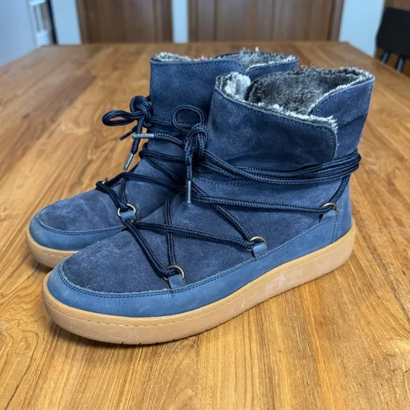 Joules Suede Boots Women’s 37 (US 6) Joules Charlton Boots Fold-Over Dark Blue