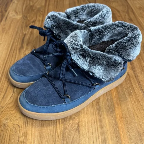Joules Suede Boots Women’s 37 (US 6) Joules Charlton Boots Fold-Over Dark Blue