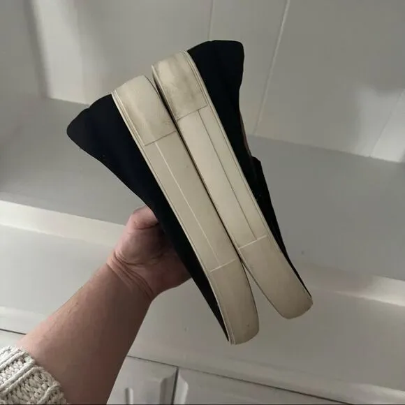 J/Slide Black Platform Slip On Fabric Upper Sneakers