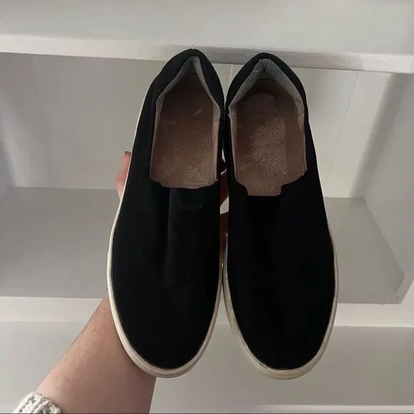 J/Slide Black Platform Slip On Fabric Upper Sneakers