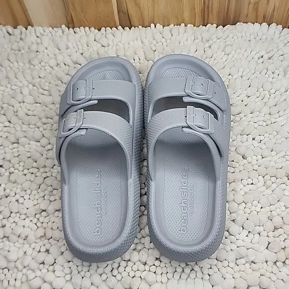 J/SLIDES BEACH SLIDES EVA SOCOOL GRAY SANDALS NIB WOMENS SIZE 8