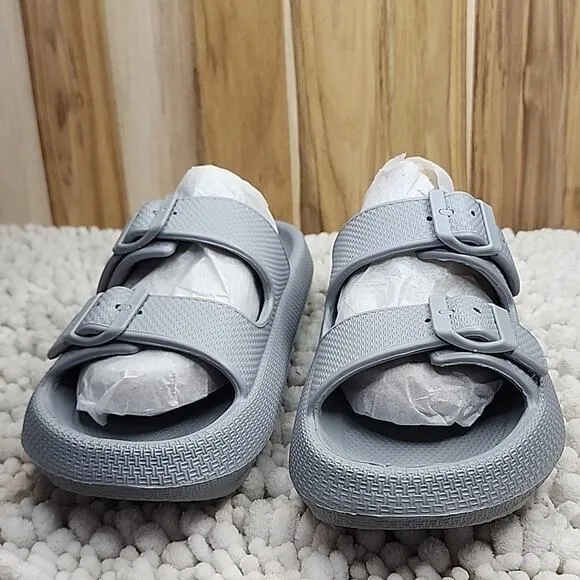 J/SLIDES BEACH SLIDES EVA SOCOOL GRAY SANDALS NIB WOMENS SIZE 8