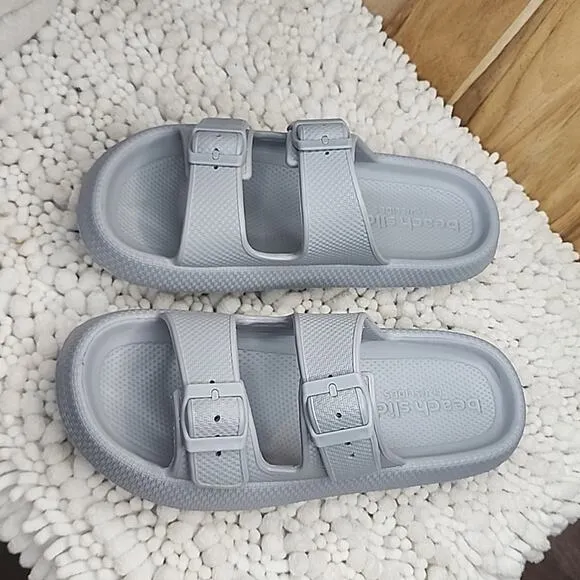 J/SLIDES BEACH SLIDES EVA SOCOOL GRAY SANDALS NIB WOMENS SIZE 8