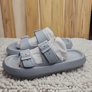 J/SLIDES BEACH SLIDES EVA SOCOOL GRAY SANDALS NIB WOMENS SIZE 8