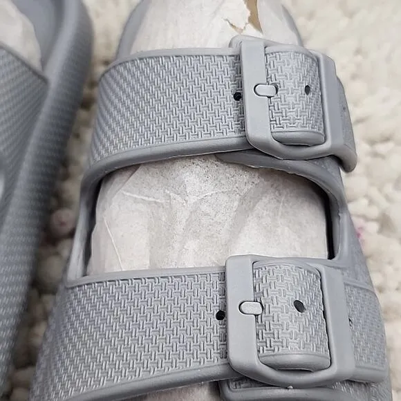 J/SLIDES BEACH SLIDES EVA SOCOOL GRAY SANDALS NIB WOMENS SIZE 8