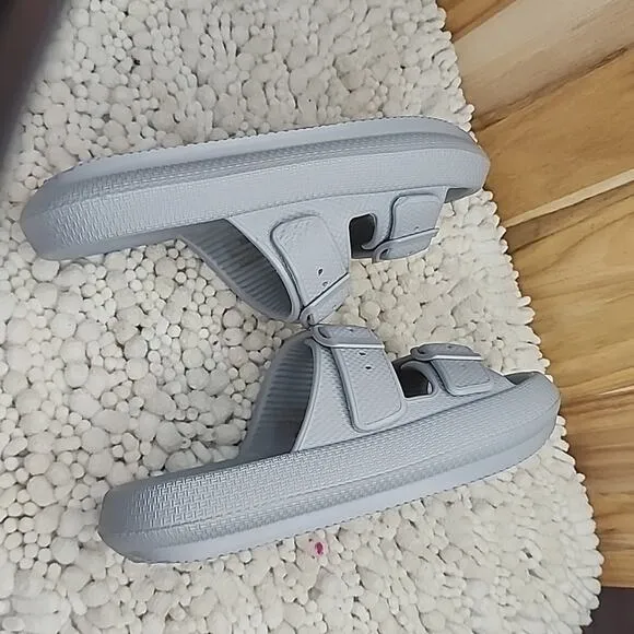 J/SLIDES BEACH SLIDES EVA SOCOOL GRAY SANDALS NIB WOMENS SIZE 8