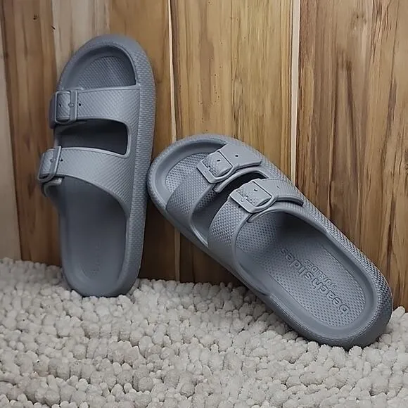 J/SLIDES BEACH SLIDES EVA SOCOOL GRAY SANDALS NIB WOMENS SIZE 8