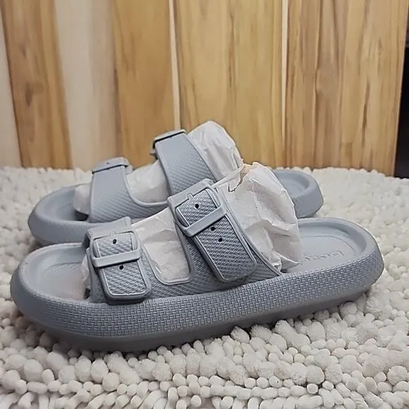 J/SLIDES BEACH SLIDES EVA SOCOOL GRAY SANDALS NIB WOMENS SIZE 8