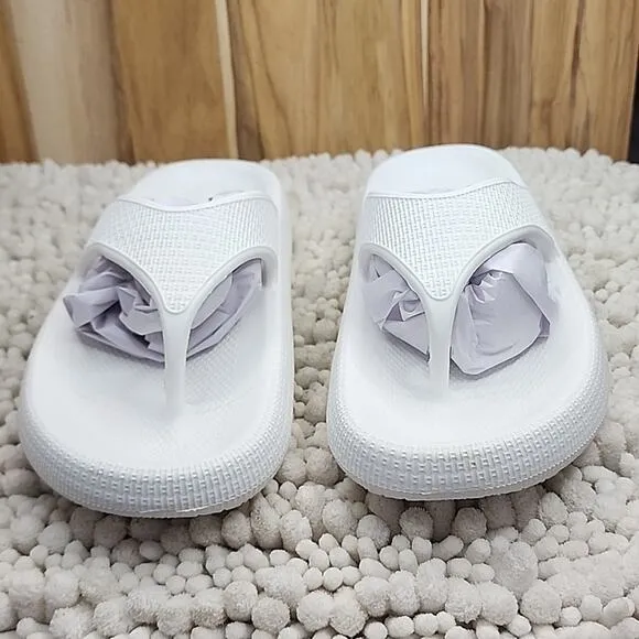 J/SLIDES EVA SQUISH SANDALS WHITE LADIES SLIDES SIZE 8 NIB