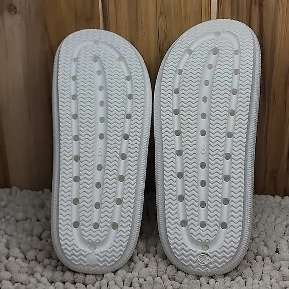 J/SLIDES EVA SQUISH SANDALS WHITE LADIES SLIDES SIZE 8 NIB