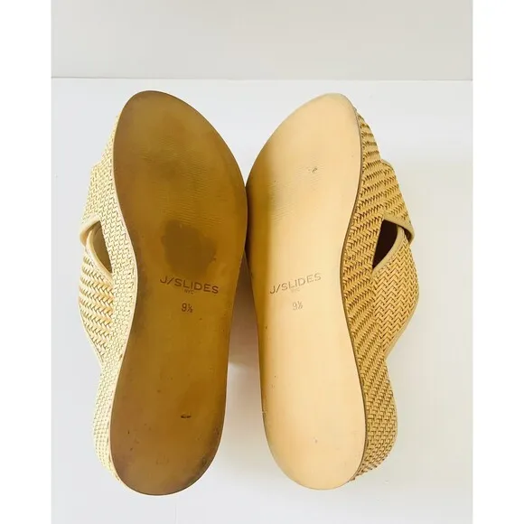 J/Slides Quackie Platform‎ Vegan Chunky Sandal Woven 9.5 Strap Wedge Resort $168