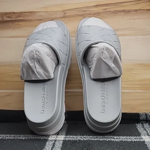 J/SLIDES QUILTED GREY PLATFORM SANDALS WOMEN'S SIZE 8 SO CUTE NWB