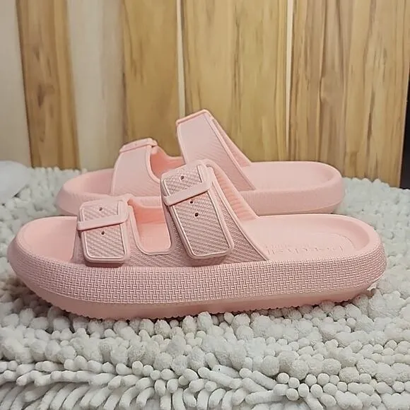 J/SLIDES STYLE EVA SQUISH LIGHT PINK CUTE FOAM SANDALS LADIES SIZE 8