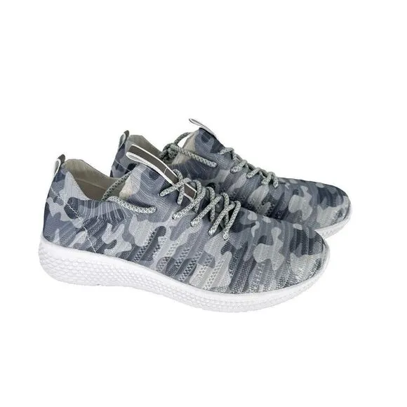 J/Slides Urban Sport Dyann Grey Camo Knit Stretch Sneakers Women’s 10M NIB