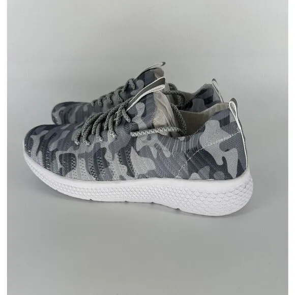 J/Slides Urban Sport Dyann Grey Camo Knit Stretch Sneakers Women’s 10M NIB